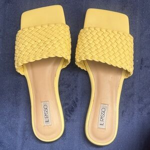 Women's Yellow Braided Slide Sandals